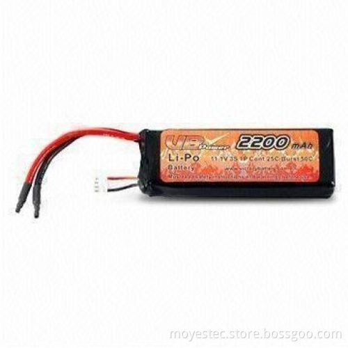 11.1V 2,200mAh Li-polymer Battery for Remote Controlled Helicopters, Sized 24 x 34 x 102mm